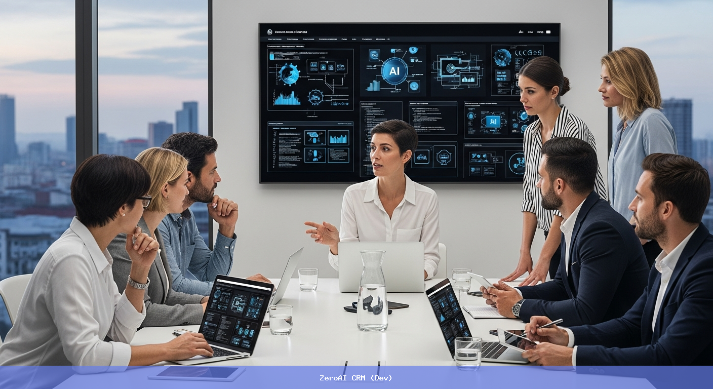 technology company team meeting discussing AI